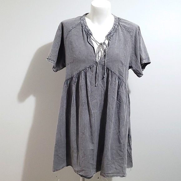 Thrills size 12 cotton faded grey dress with freyed hemline - Picture 3 of 11